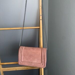 Women’s Pink Suede Crossbody Bag